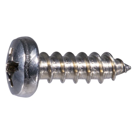 Sheet Metal Screw, #12 X 3/4 In, 316 Stainless Steel Pan Head Phillips Drive, 10 PK